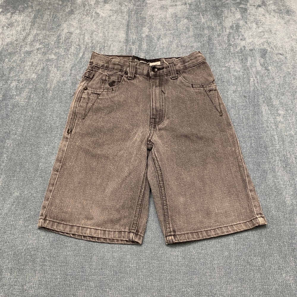 Y2K Rocawear Bermuda Shorts Womens 7 Gray Denim Low Rise Streetwear Relaxed Fit